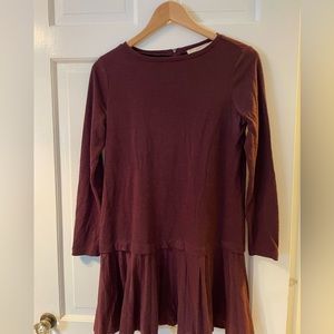 LOFT Drop Waist Sweater Dress with Pleats